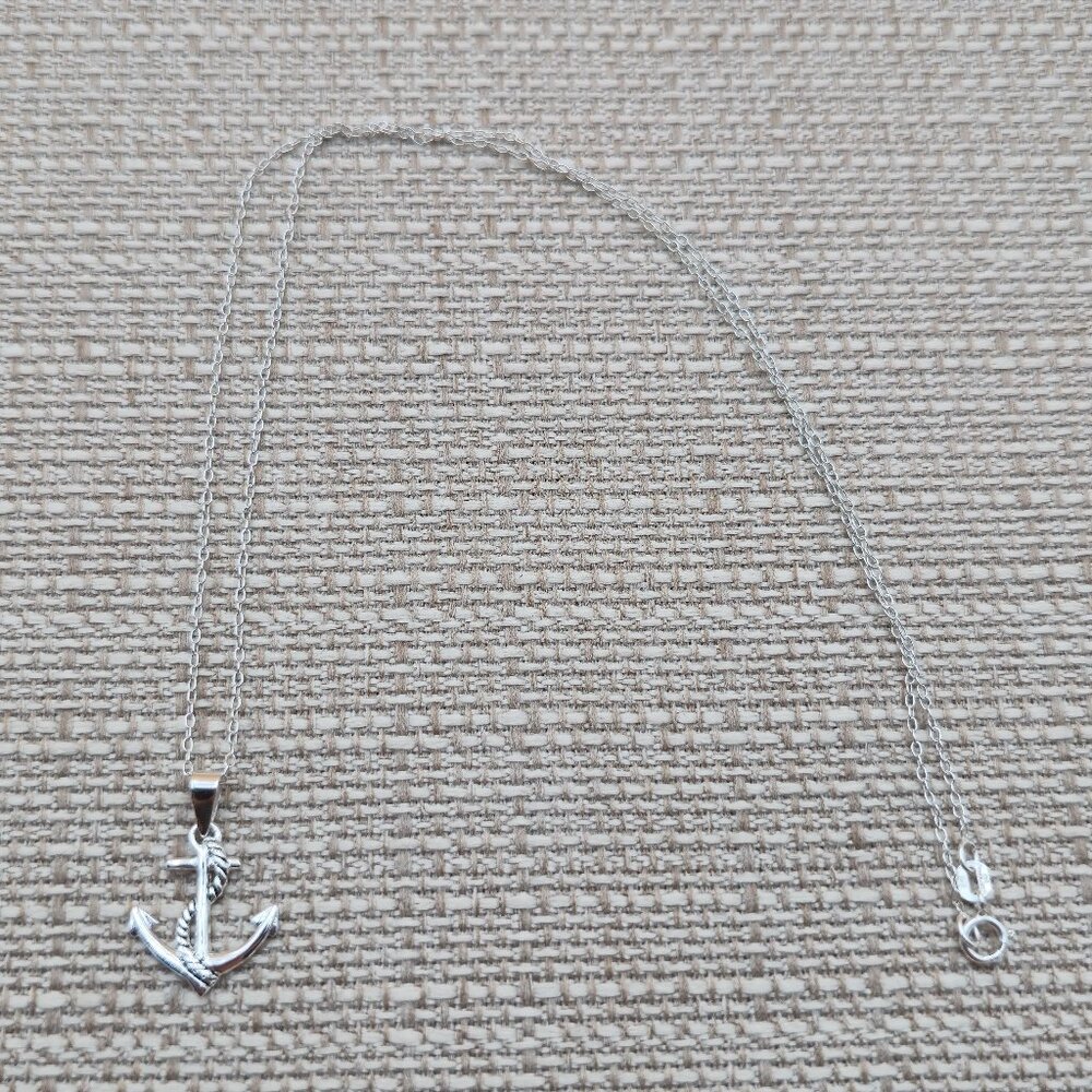 18 Inch Sterling Silver Sea Ship Anchor Pendant Necklace A5728